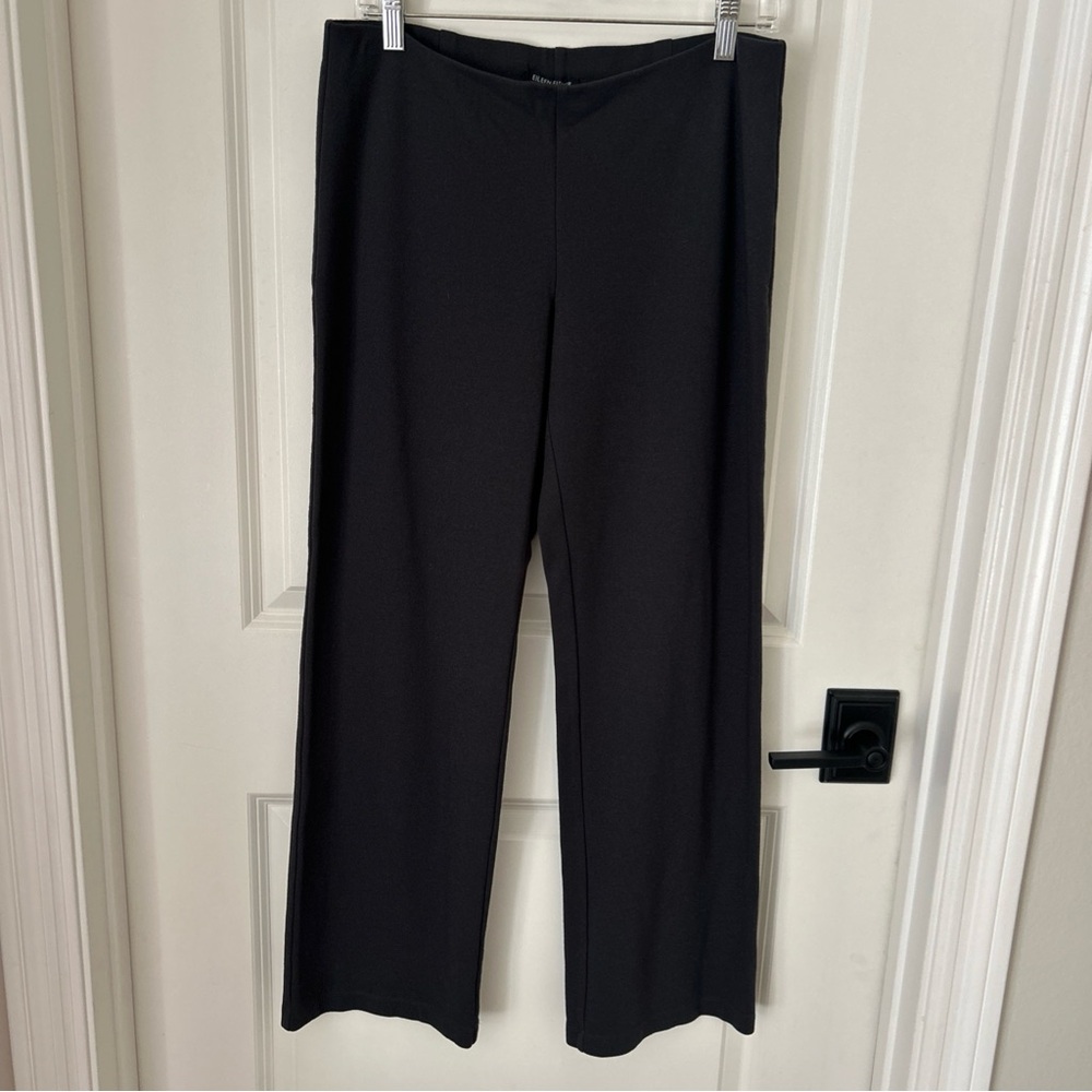 Eileen Fisher Dark Gray Pull On Ponte Stretch Knit Straight Leg Ankle Pants Sz M